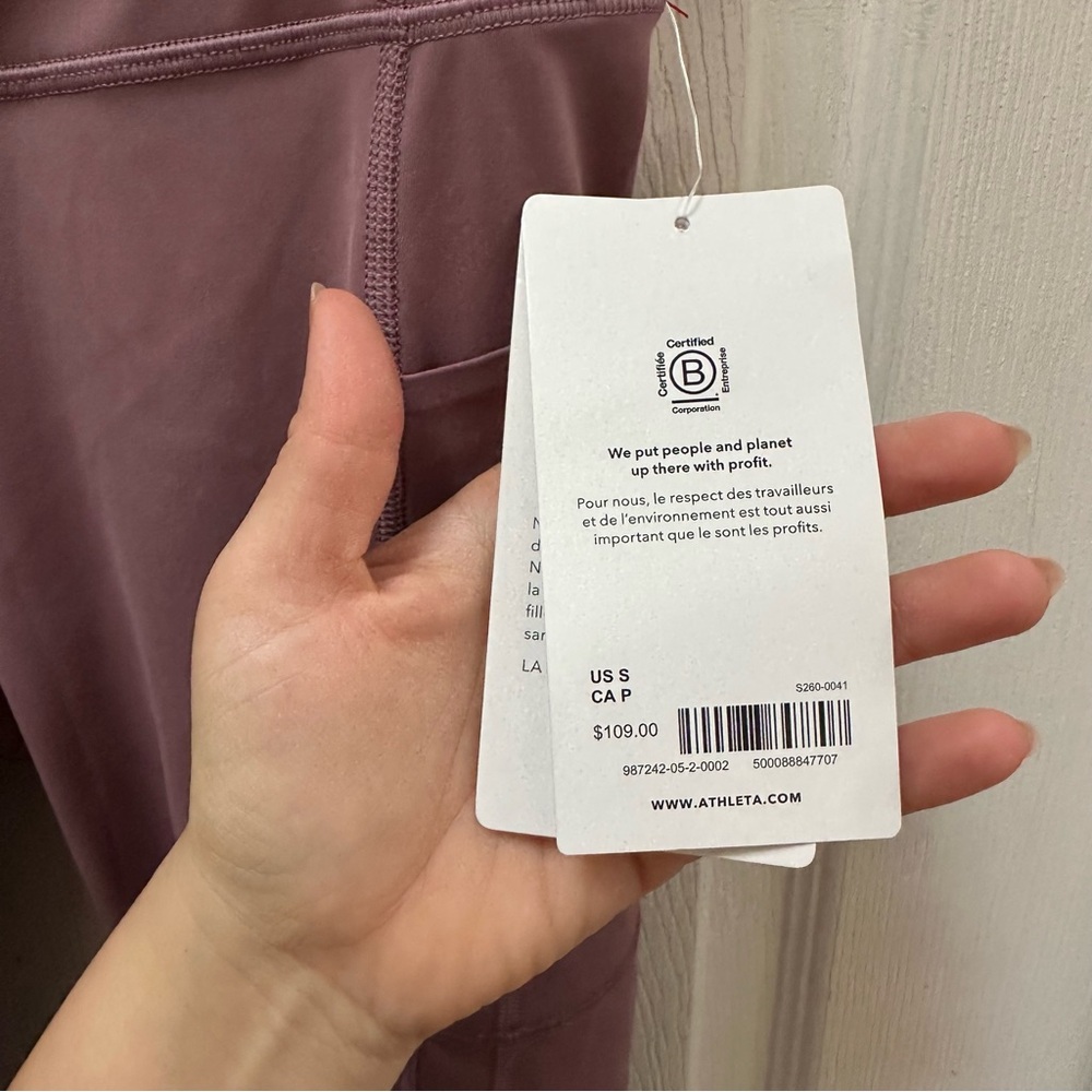 NWT Athleta Ultimate Stash 7/8 tight pink Mauve Leggings Pocket s small - Picture 3 of 9